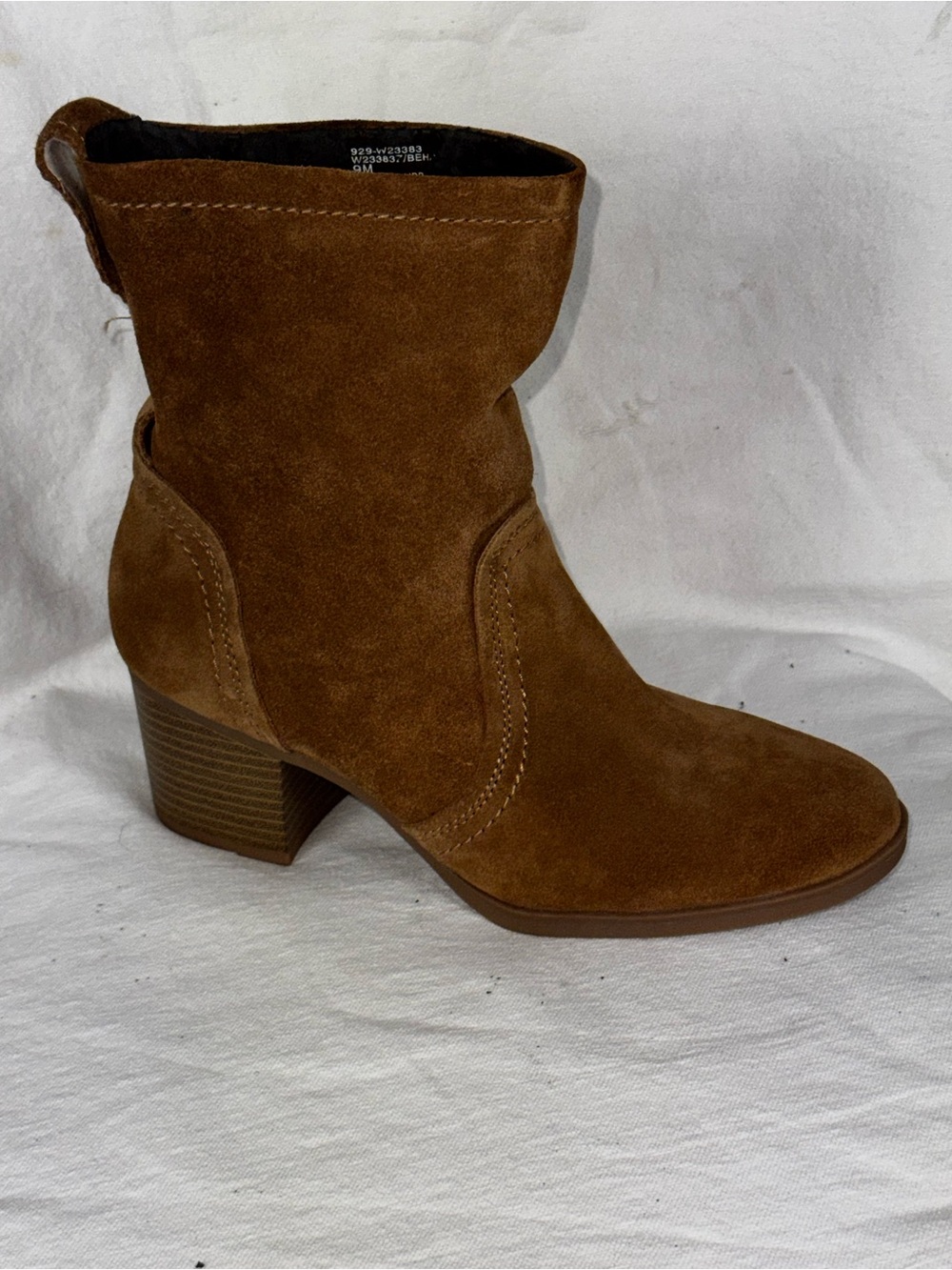 White Mountain Womens 9M Brown Suede Leather Ankle Boots Western Block Heel